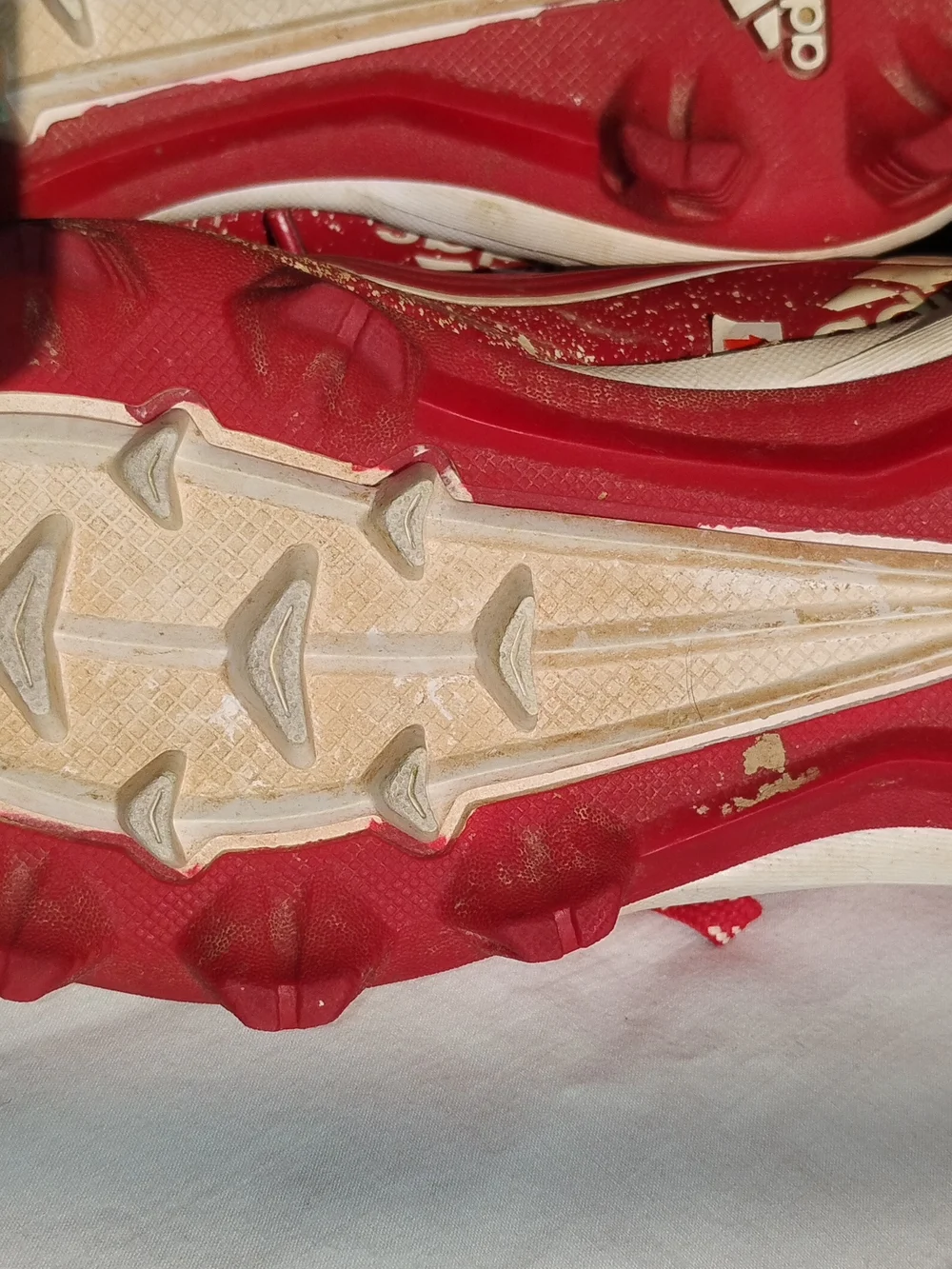 Adidas Red Lace-Up Athletic Cleats with White Accents - Size  1.5
